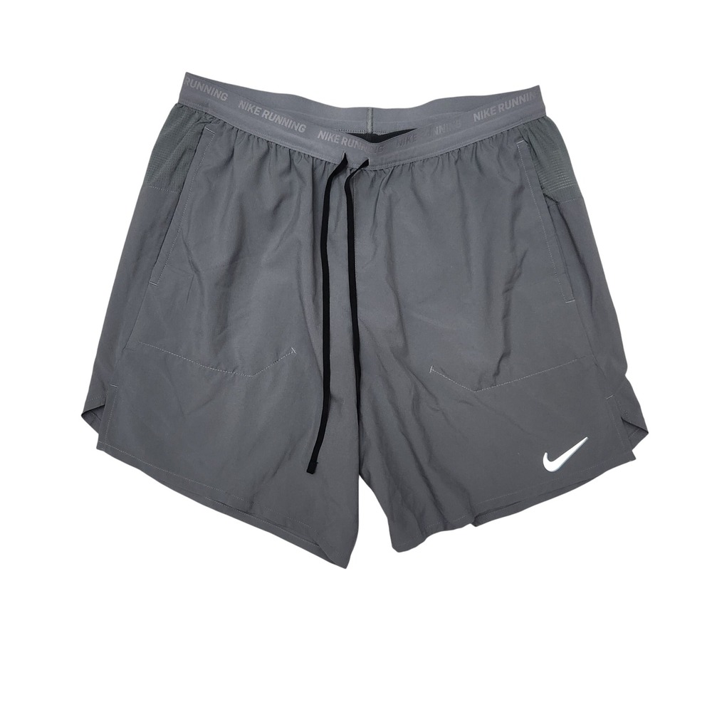 Nike Running Dri-FIT Shorts Mens Large Grey 7 Inch Inseam Zipper Pocket Workout
